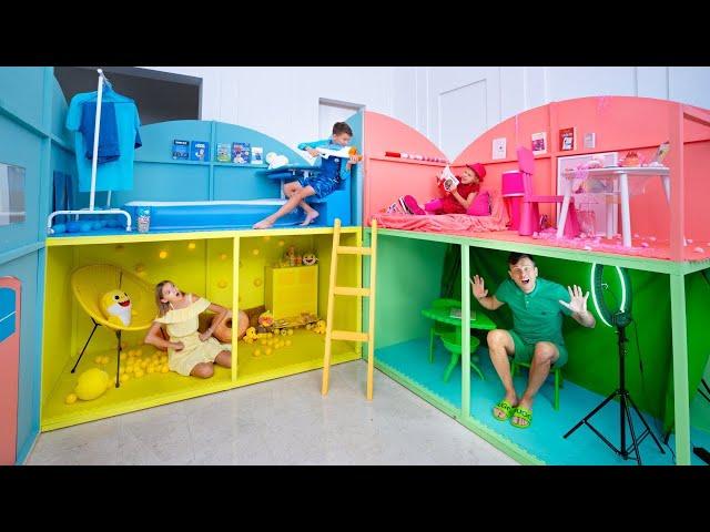¡Increíble fiesta en una casa de muñecas gigante para cinco niños! | Videos para niños