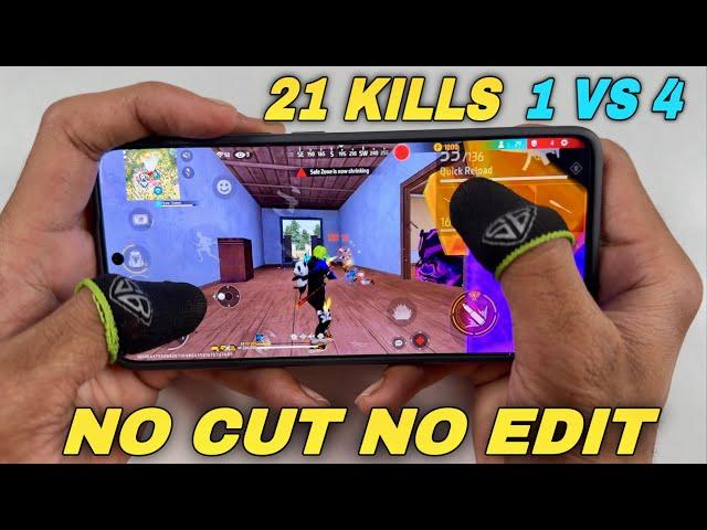 ￼￼free fire 1 vs 4 handcam gameplay free 21 kills no cut no edit