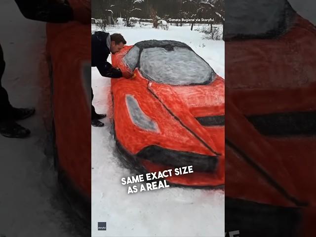 He made a Ferrari out of snow 