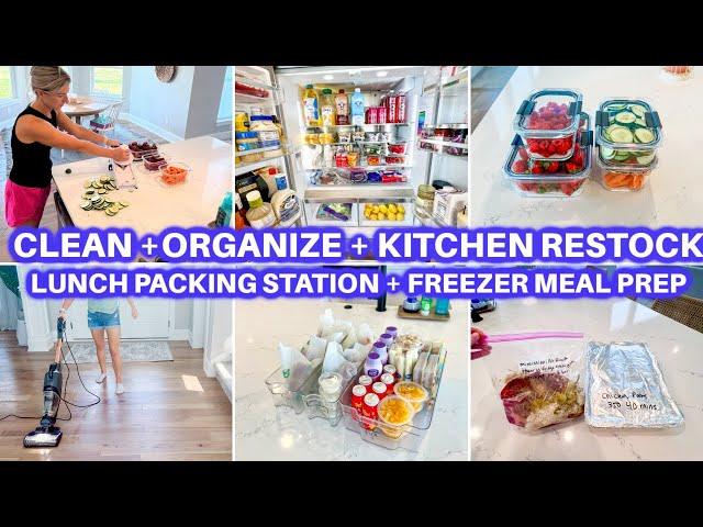 BACK TO SCHOOL CLEAN WITH ME DECLUTTER + ORGANIZE & RESTOCK | CLEANING MOTIVATION FREEZER MEAL PREP