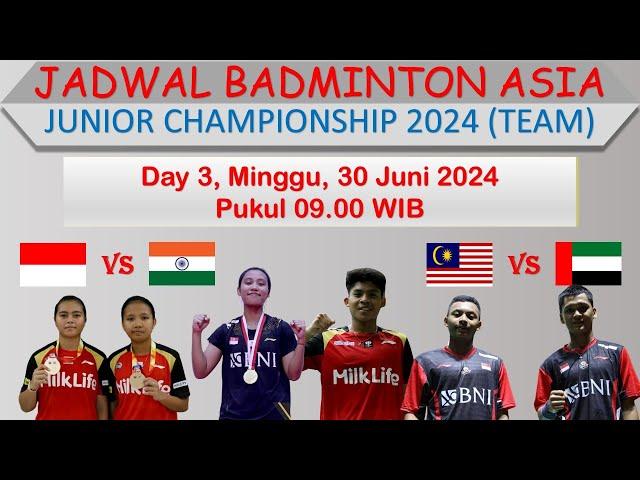 Jadwal Badminton Asia Junior Championship 2024 (Team) │ Day 3 / Indonesia vs India │