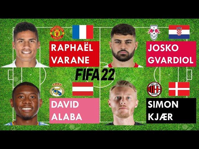 Nations League A Group 1(Centre Backs)- Varane vs Gvardiol vs Alaba vs Simon Kjær(FIFA22 Comparison)