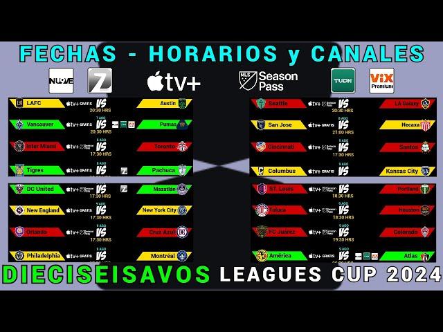 FECHAS, HORARIOS y CANALES CONFIRMADOS DIECISEISAVOS DE FINAL LEAGUES CUP 2024