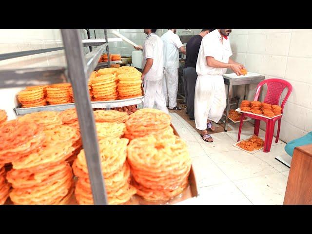 Zoolbia bamiye national sweets of iran /bakeing 1000 kg of iran national sweets in one day