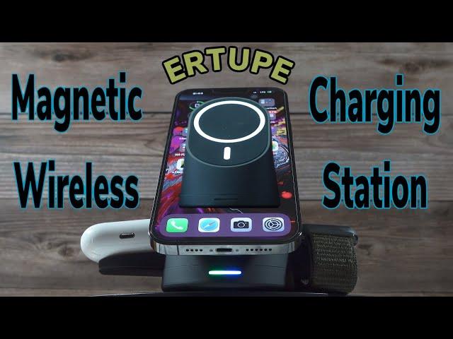 ERTUPE - 3 IN 1 Magnetic Wireless￼ Charging￼ Station￼ For Apple Devices / Portable - Folding Dock￼s