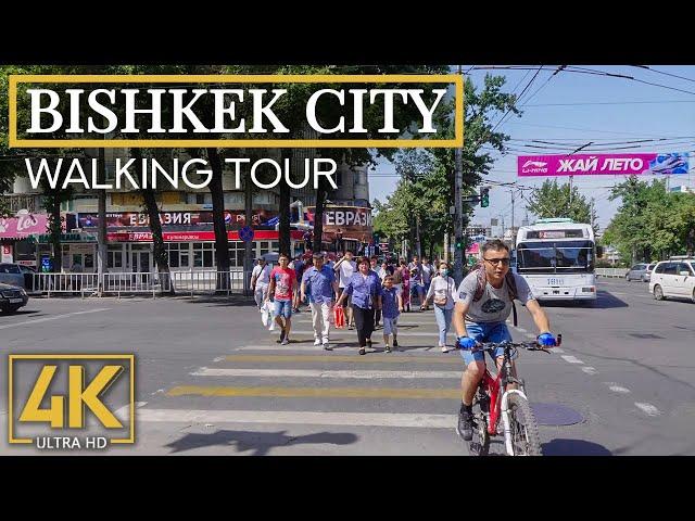 Exploring Bishkek City, Republic of Kyrgyzstan - 4K Urban Walking Tour with Real City Sounds