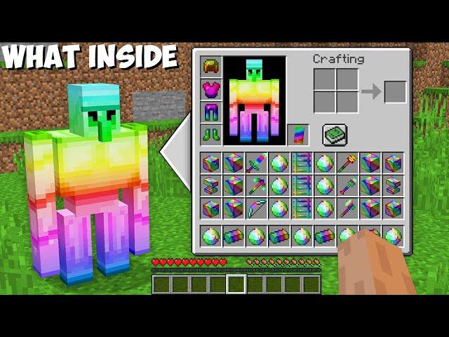 How to OPEN SECRET INVENTORY of RAINBOW GOLEM in Minecraft ? NEW SECRET ITEMS !