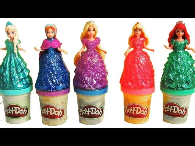 Play Doh Makeover Dresses for Disney MagiClip Princess Anna Queen Elsa Play-doh