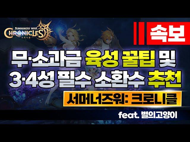 (서머너즈 워: 크로니클) 필독!무/소과금 육성 가이드  전투력 20만도 거뜬!3/4성 소환수 추천