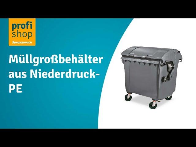 Müllgroßbehälter aus HDPE, 1.100 Liter, gem. DIN EN 840-2, mit 4 Lenkrollen, anthrazit