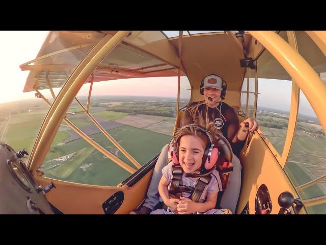 My Daughters First Flight in the family J-3! Finally took Amelia up in the Cub. She loved it.