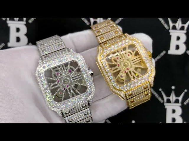 Skeleton Iced Out Baller Square CZ Bust Down Watch | Hip Hop Bling