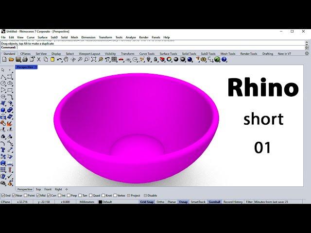 Rhinoceros tutorial in 1 minute