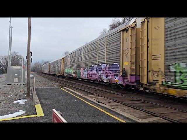 Norfolk Southern #4349 leads an auto train at Lewistown, PA (12/27/2024)