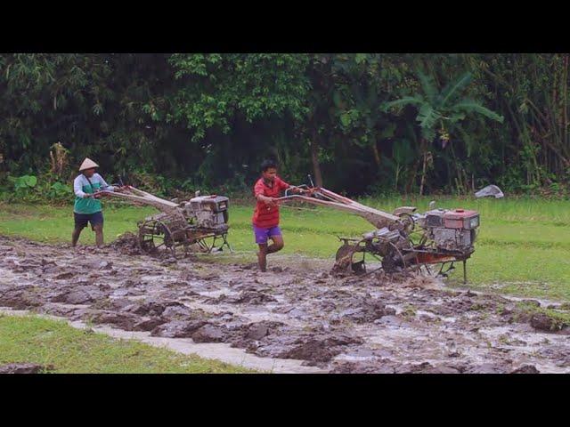 Dikejar Juragan.!2 Traktor Sawah Berkejar Kejaran Adu Kecepatan dalam Membajak Sawah-Balapan Traktor