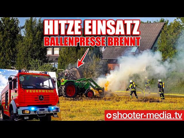    HITZE EINSATZ in MITTAGSSONNE: LANDWIRTSCHAFTLICHE MASCHINE im BRAND   