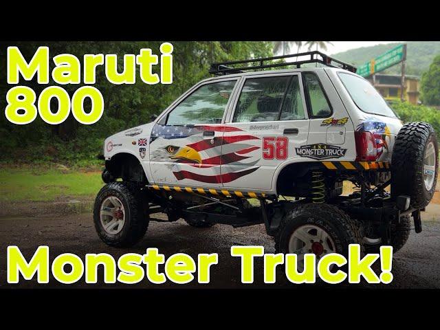 This modified Maruti 800 is the perfect monster truck for Goa monsoon!