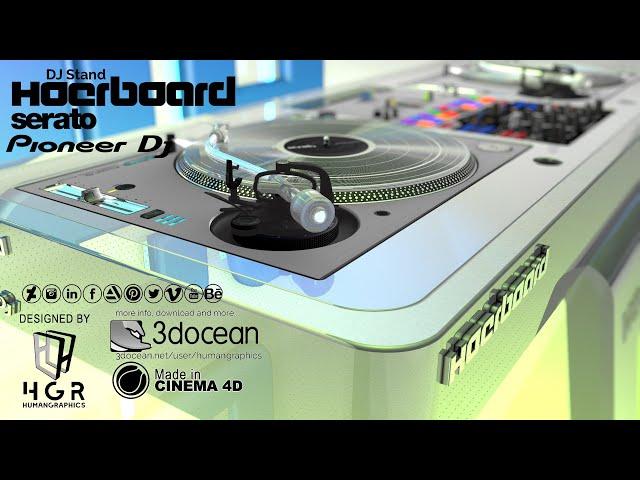 DJ Stand 3D performance Hoerboard  - Scomber model wiith turntables in Cinema 4D