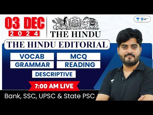 03 December 2024 | The Hindu Analysis | The Hindu Editorial | Editorial by Vishal sir | Bank | SSC