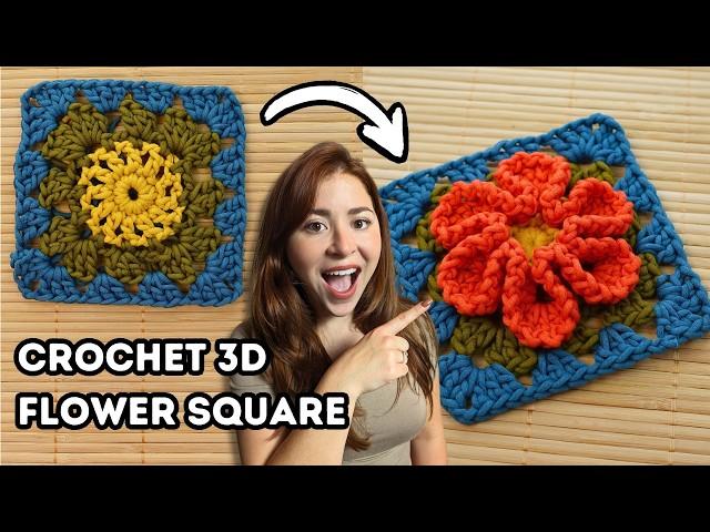 Crochet 3D Flower Granny Square Tutorial | Brunaticality Crochet