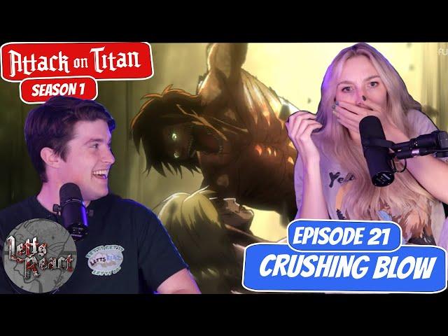 EREN VS FEMALE TITAN! | Attack on Titan Girlfriends First Reaction | Chapter 21 "Crushing Blow"