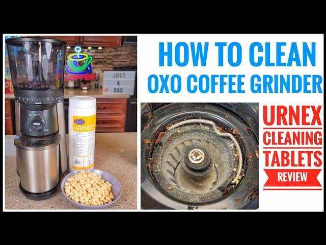 How To Clean OXO Brew Conical Burr Coffee Grinder With Urnex Grindz Cleaning Tablets