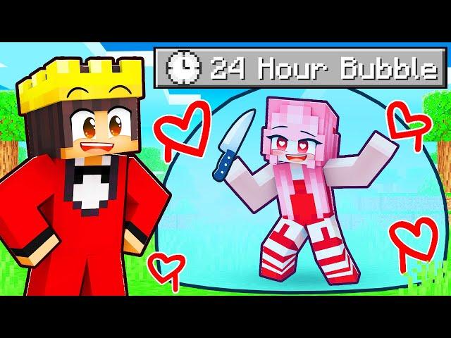 Locking CRAZY FAN GIRL in a 24 HOUR BUBBLE in Minecraft!