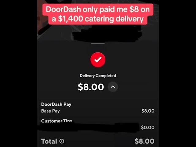 Doordash Driver gets $8 for a $1400 catering order. Company that ordered paid zero tip.Shame on them