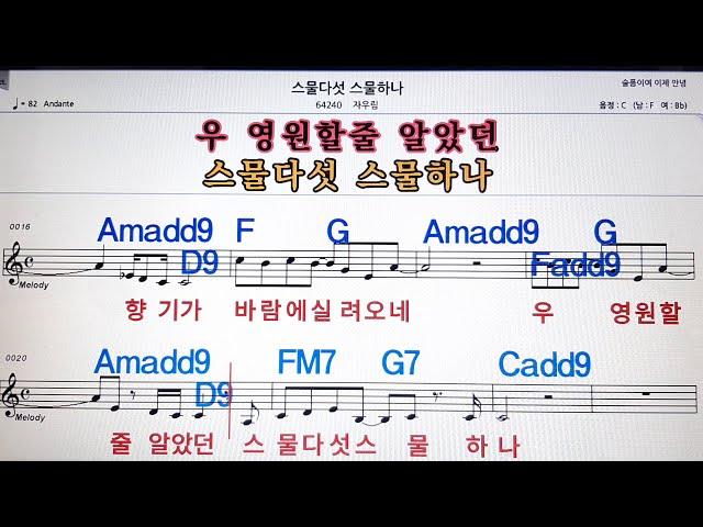 스물다섯 스물하나* 자우림,악보 ,노래방, 반주, 가라오케 , ,코드, 가사 .Sheet music , Karaoke, Chord, Lyrics ,MR