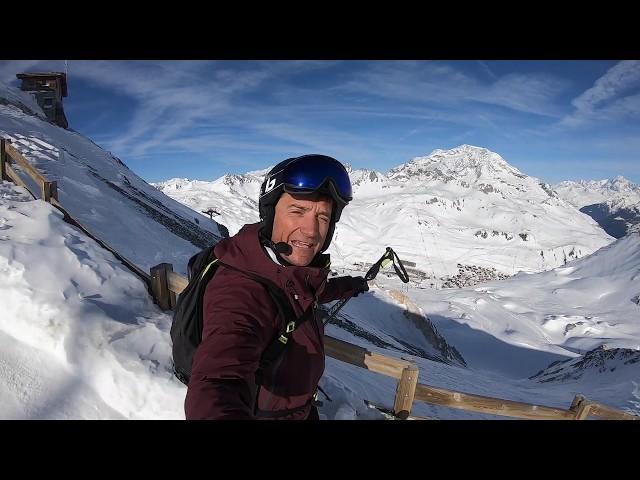 Ski Sunday's Graham Bell skis his favourite black piste in Tignes, France, the Johan Clarey