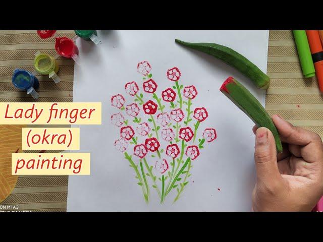 How to draw Okra ( lady finger ) painting for kids