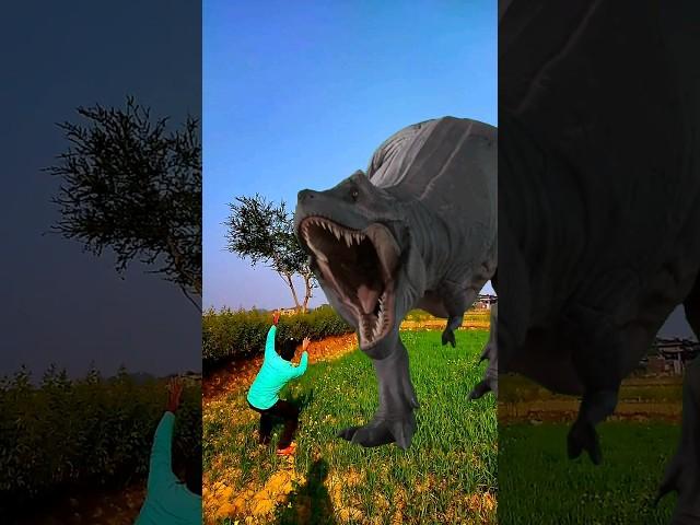 T-Rex chase - Dinosaur attack in khet Sant fan club jurassic world. #shorts #dinosaur #dinosaurus