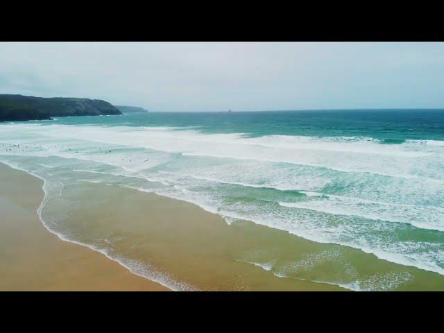 Perranporth Beach, Cornwall - ENDLESS BEACH! HUGE WAVES! FACTS IN THE SUBTITLES (CC)