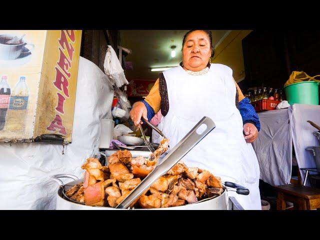 Extreme STREET FOOD Tour in Cusco, Peru - CORN BEER PORK CHOP + Crazy Spicy Chilies Tour!