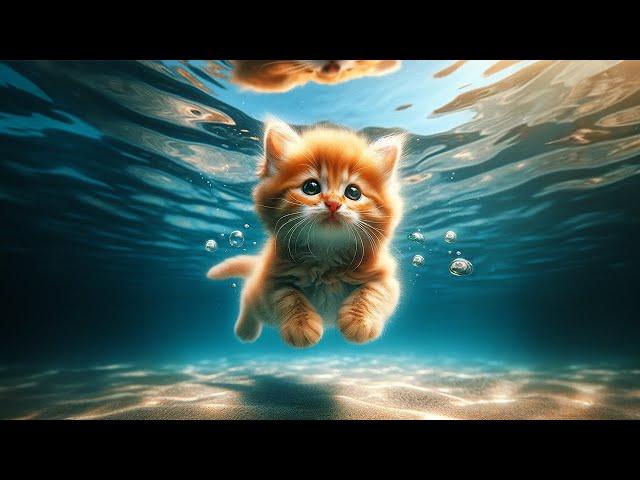 Cat is Leaning to Swim #cat