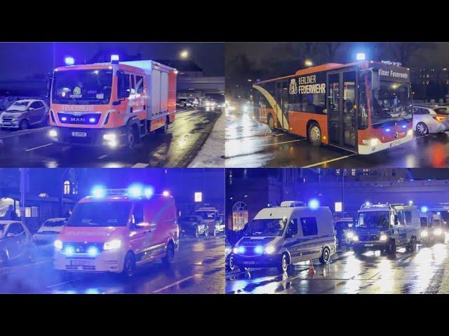 [AMOK-ALARM AN GRUNDSCHULE] Einsatzfahrten 》GW-San, MTF3 unm. || Berliner Feuerwehr & Polizei