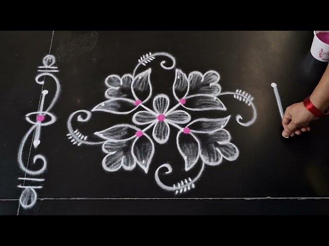 simple muggulu || simple & easy daily rangoli design || simple short rangoli