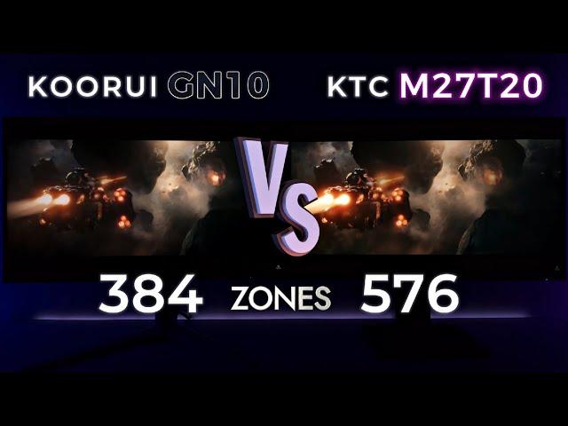 Koorui GN10 vs KTC M27T20 Mini LED Monitors 384 vs 576 Local Dimming Zones