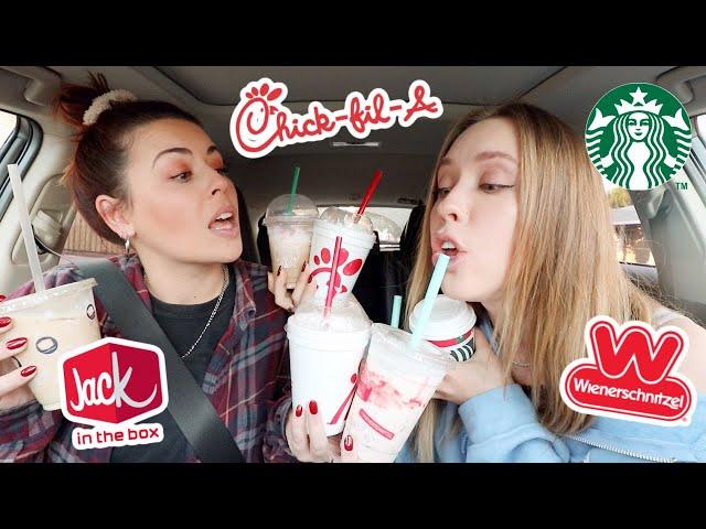 Tasting / Rating Drive Thru Holiday Drinks! | Vlogmas Day 5!