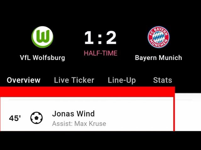 Jonas Wind Goal Vs Bayern Munich | VfL Wolfsburg Vs Bayern Munich | 1-2 |