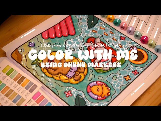 Color with me (ASMR)  'Cozy Friends' by Coco Wyo using Ohuhu markers ️ #adultcoloring #asmr