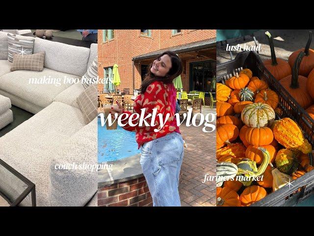 weekly vlog: lush & sephora haul, making boo baskets, mall day, new nails, farmers market & more