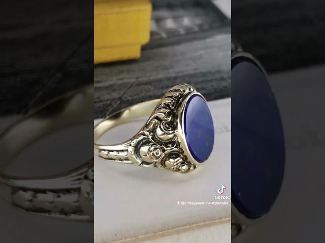 Men's Signet Ring Lapis Lazuli Blue Gold