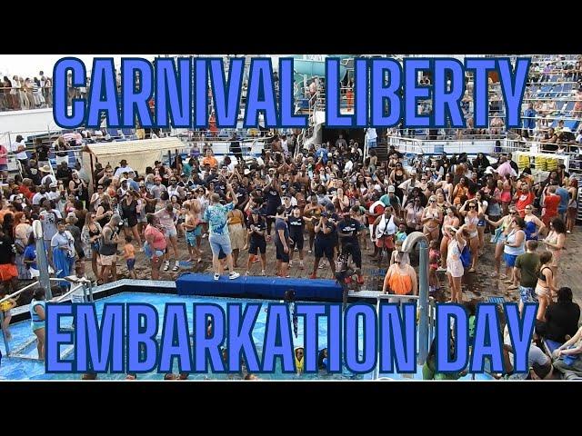 Carnival Liberty Embarkation Day Part One || Priority Boarding, The Sail Away Deck Party