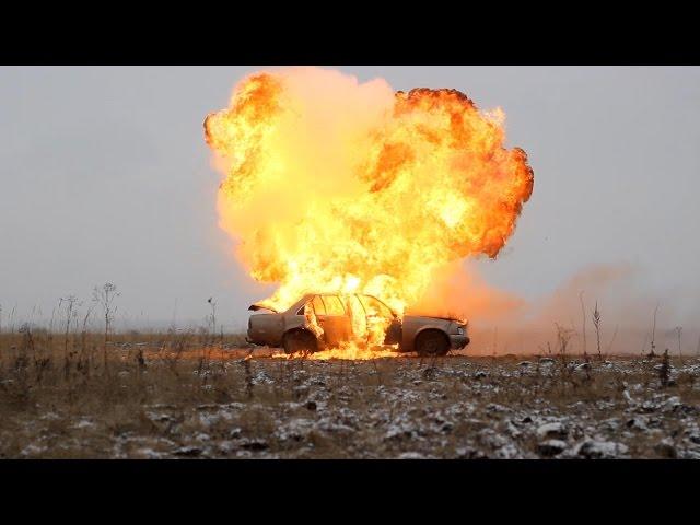Car Explosion, Side View - Stock Video Footage - Full HD