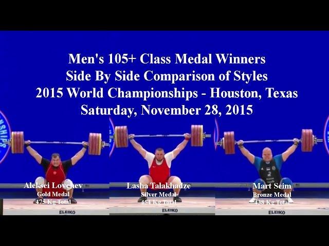 Men's 105+ Kg Class Original Medal Winners, Side By Side, 2015 World Championships, Houston