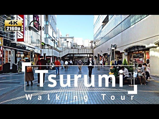 [4K/Binaural Audio] Yokohama Tsurumi Walking Tour - Kanagawa Japan