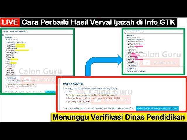 LIVE Cara Perbaiki Hasil Verval Ijazah di Info GTK 2023 Menunggu verifikasi Dinas Pendidikan