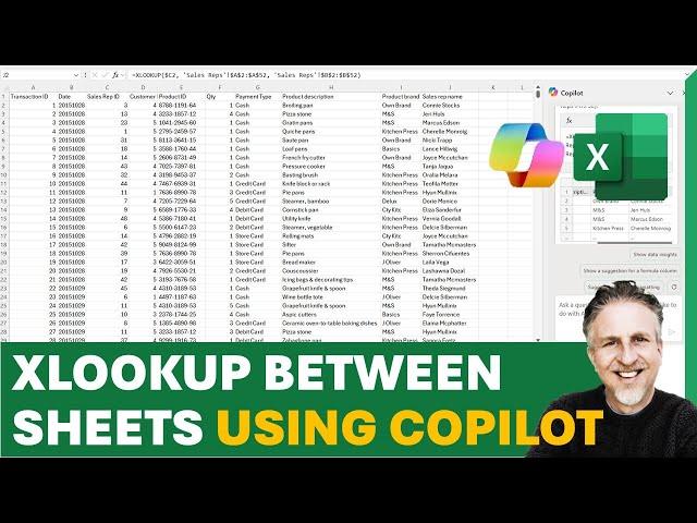 Peform XLOOKUP (OR VLOOKUP) Between Worksheets in Excel Using CoPilot - No Need to Write Formulas!