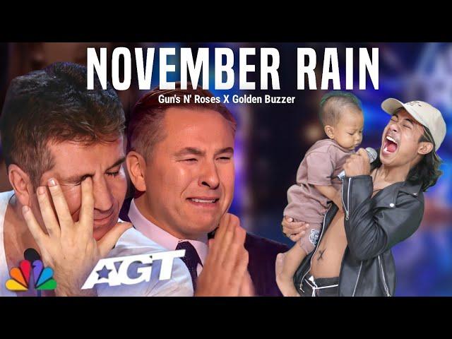 Golden Buzzer! Very Extraordinary Voice Strange Baby Singing Song November Rain Makes the Judges Cry